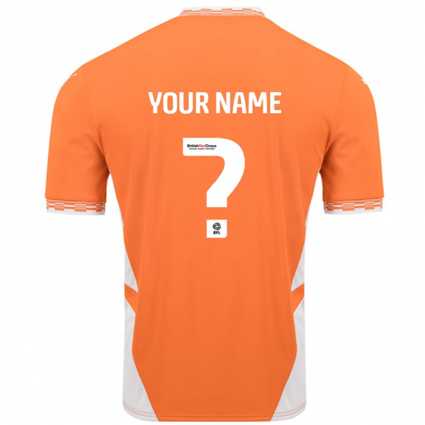 Kids Football Your Name #0 Orange White Home Jersey 2024/25 T-Shirt