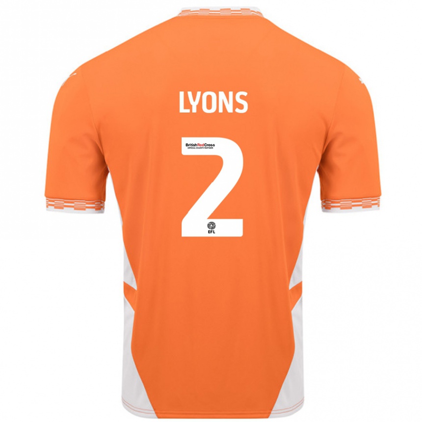 Kids Football Andy Lyons #2 Orange White Home Jersey 2024/25 T-Shirt