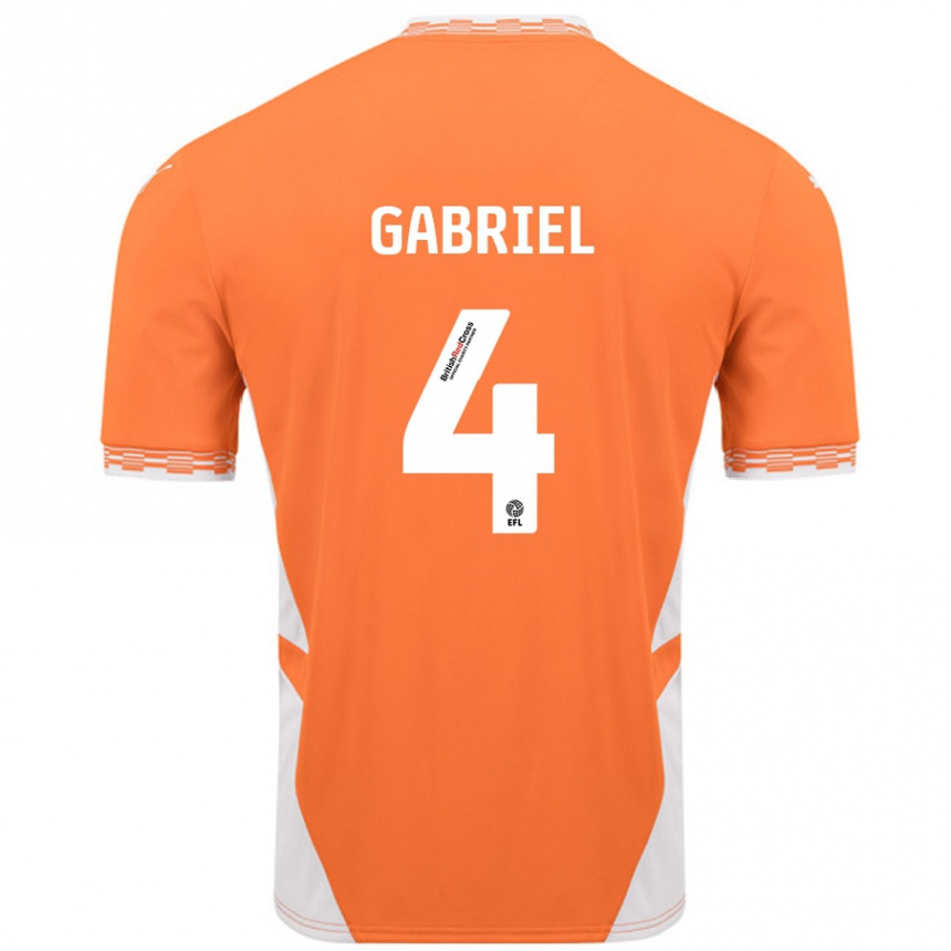 Kids Football Jordan Lawrence-Gabriel #4 Orange White Home Jersey 2024/25 T-Shirt