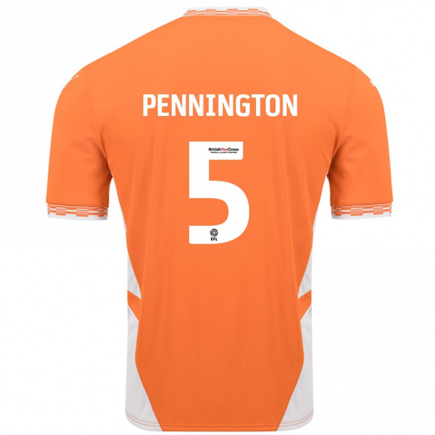 Kids Football Matthew Pennington #5 Orange White Home Jersey 2024/25 T-Shirt