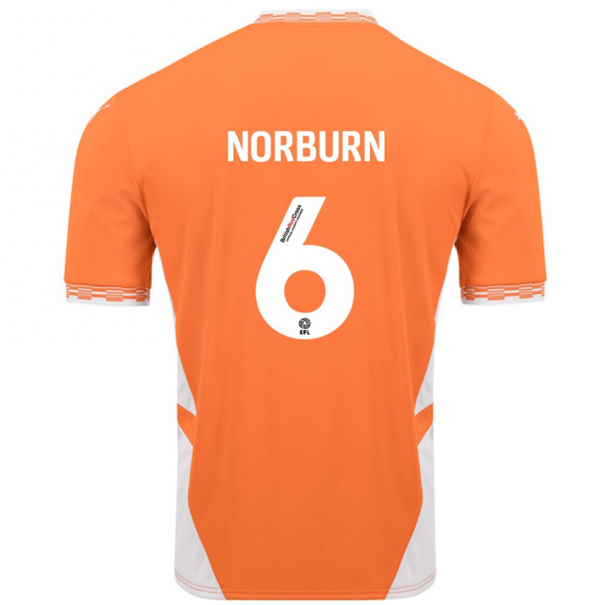 Kids Football Oliver Norburn #6 Orange White Home Jersey 2024/25 T-Shirt