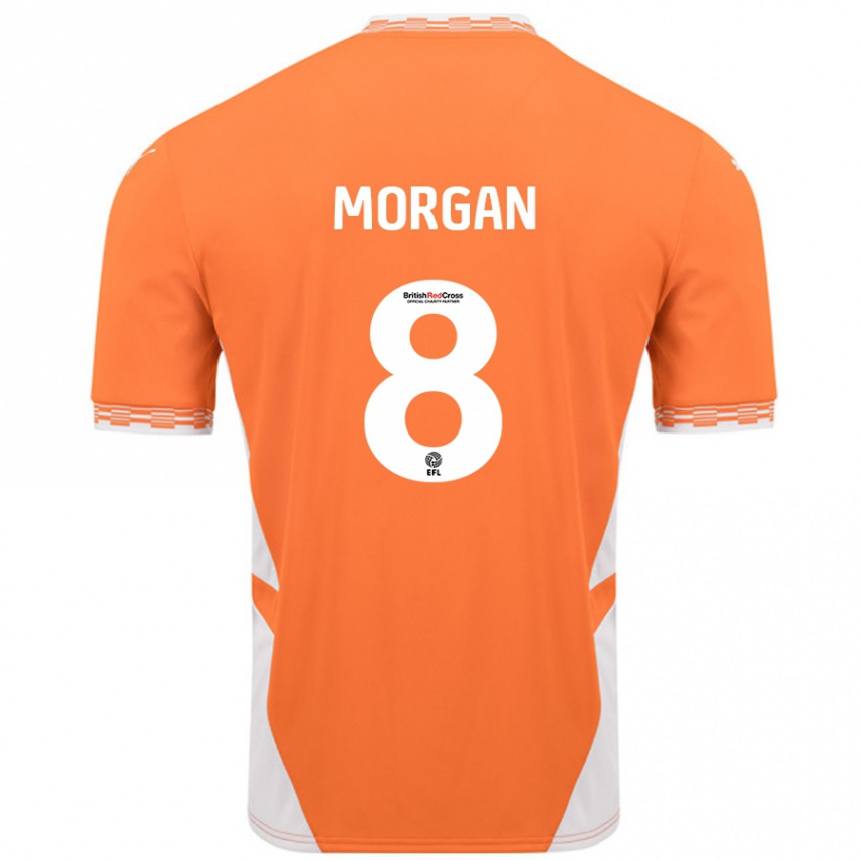 Kids Football Albie Morgan #8 Orange White Home Jersey 2024/25 T-Shirt