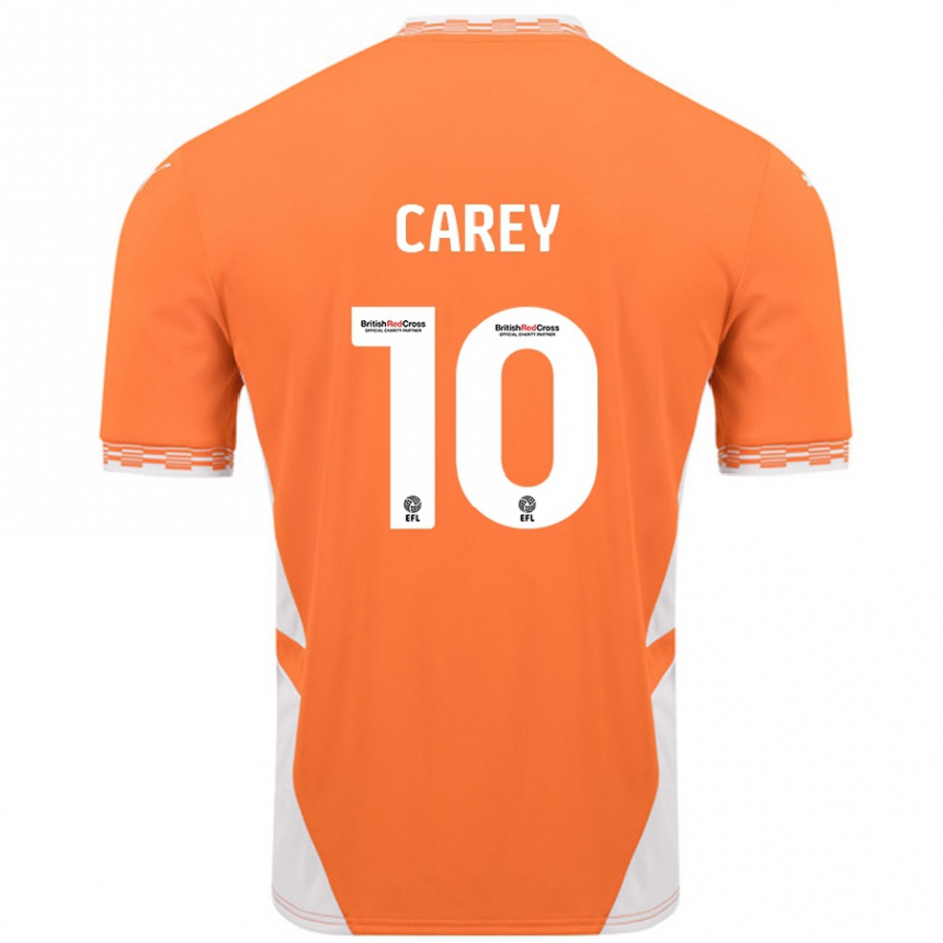 Kids Football Sonny Carey #10 Orange White Home Jersey 2024/25 T-Shirt