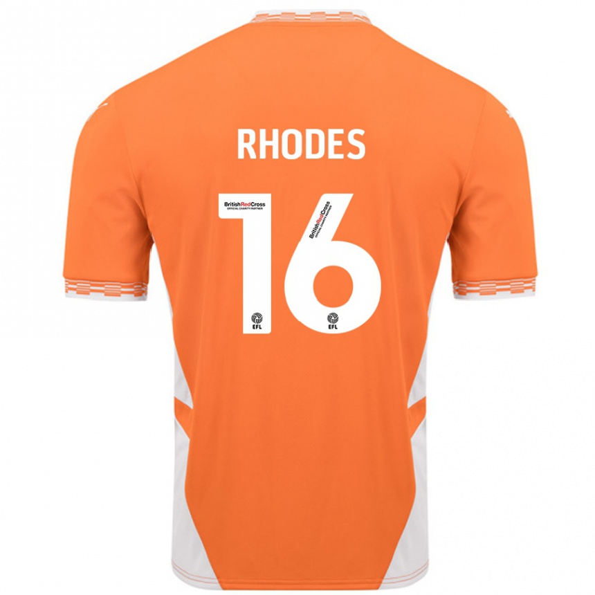 Kids Football Jordan Rhodes #16 Orange White Home Jersey 2024/25 T-Shirt