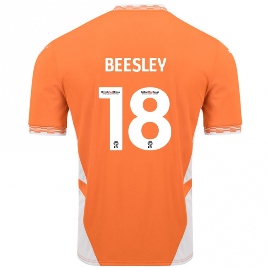 Kids Football Jake Beesley #18 Orange White Home Jersey 2024/25 T-Shirt