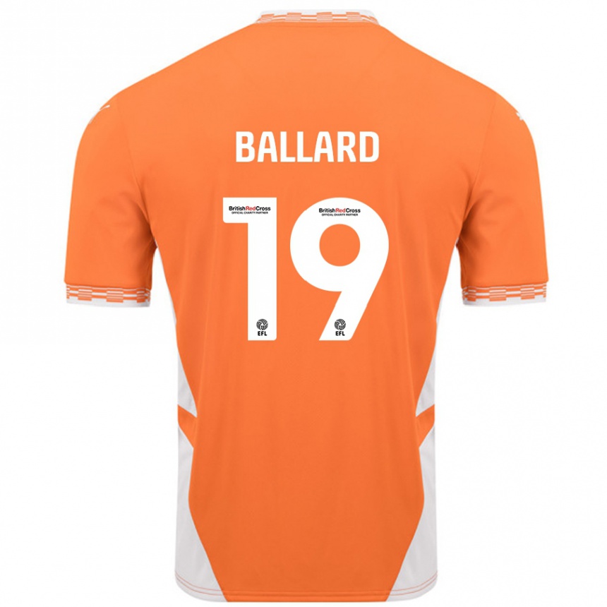 Kids Football Dom Ballard #19 Orange White Home Jersey 2024/25 T-Shirt