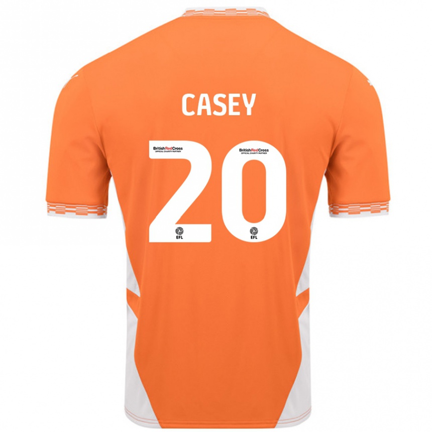 Kids Football Oliver Casey #20 Orange White Home Jersey 2024/25 T-Shirt