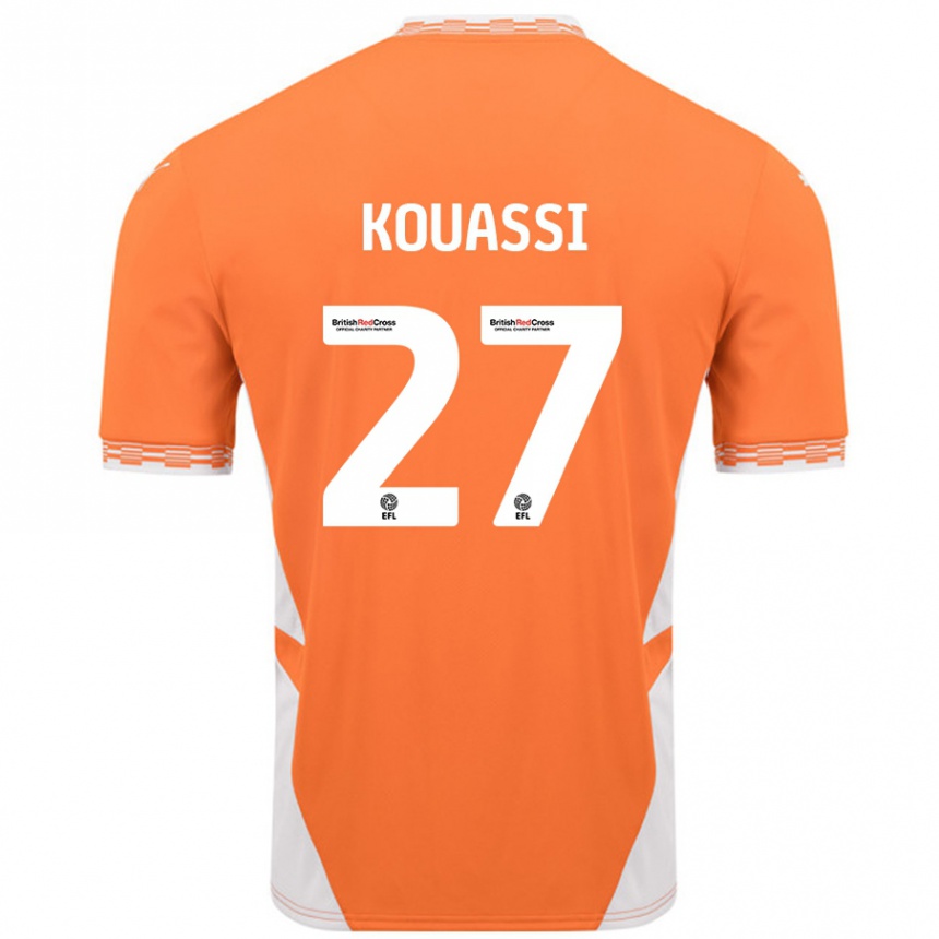 Kids Football Kylian Kouassi #27 Orange White Home Jersey 2024/25 T-Shirt