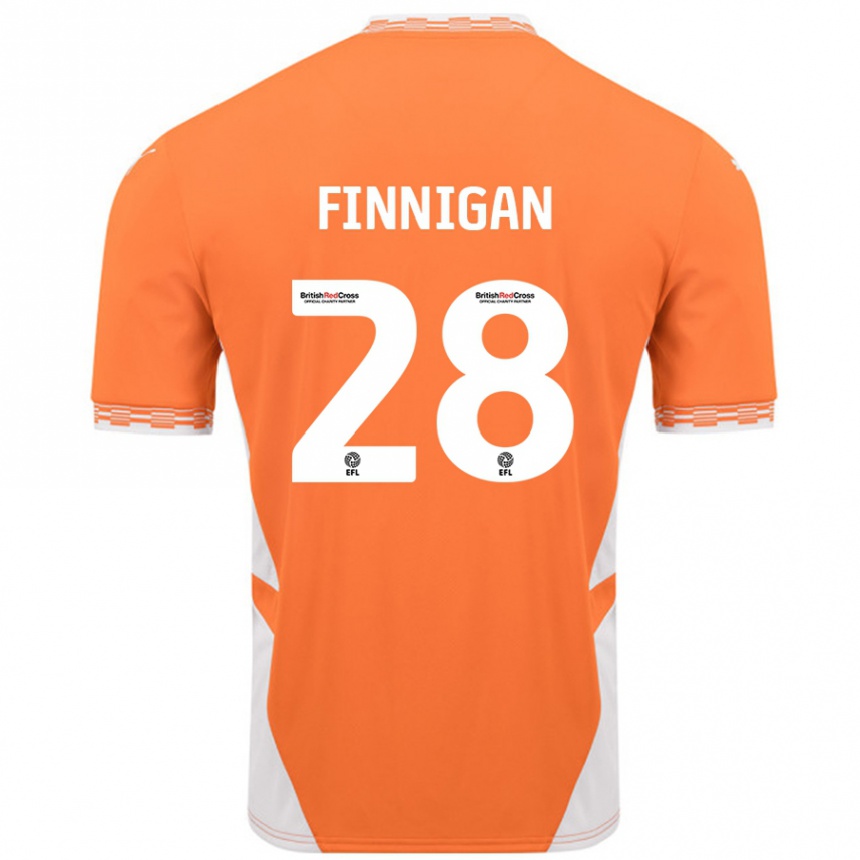 Kids Football Ryan Finnigan #28 Orange White Home Jersey 2024/25 T-Shirt