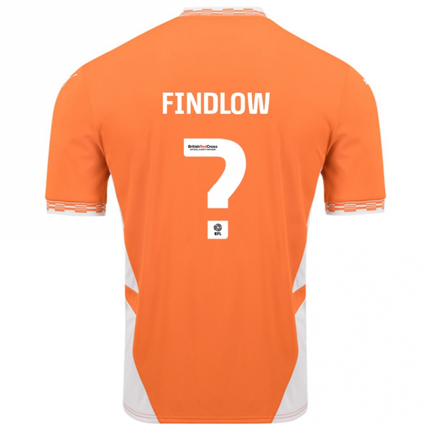 Kids Football Luke Findlow #0 Orange White Home Jersey 2024/25 T-Shirt