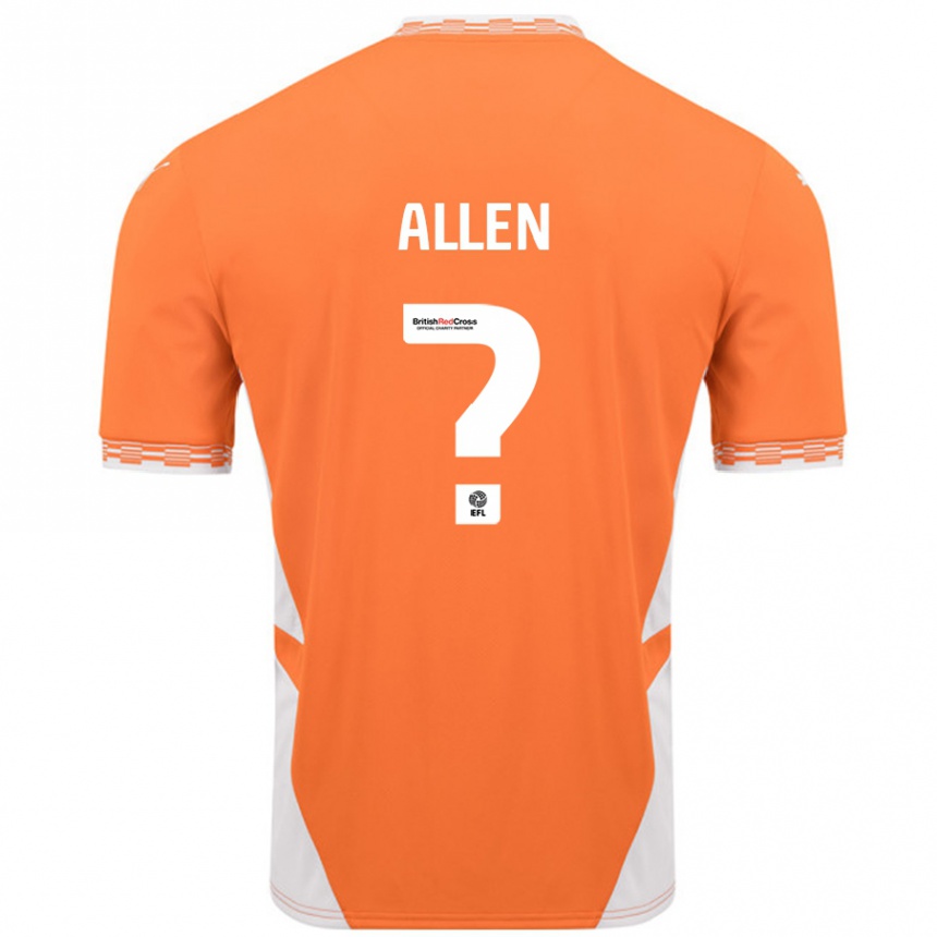 Kids Football Karen Allen #0 Orange White Home Jersey 2024/25 T-Shirt