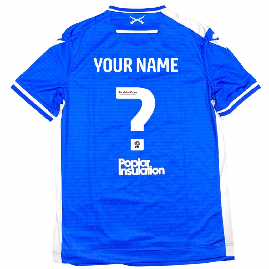 Kids Football Your Name #0 Blue White Home Jersey 2024/25 T-Shirt