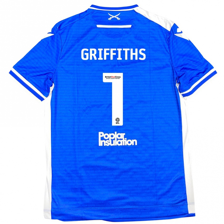 Kids Football Josh Griffiths #1 Blue White Home Jersey 2024/25 T-Shirt