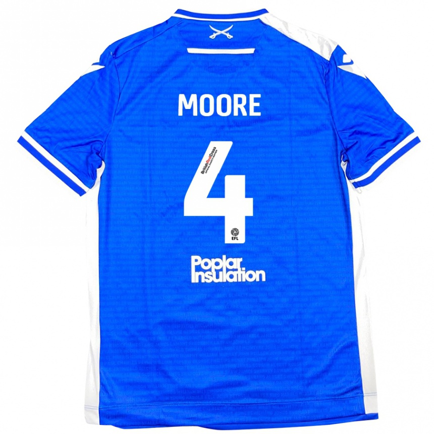 Kids Football Taylor Moore #4 Blue White Home Jersey 2024/25 T-Shirt