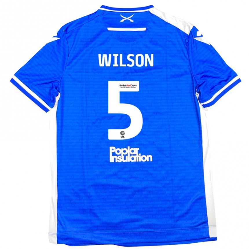 Kids Football James Wilson #5 Blue White Home Jersey 2024/25 T-Shirt