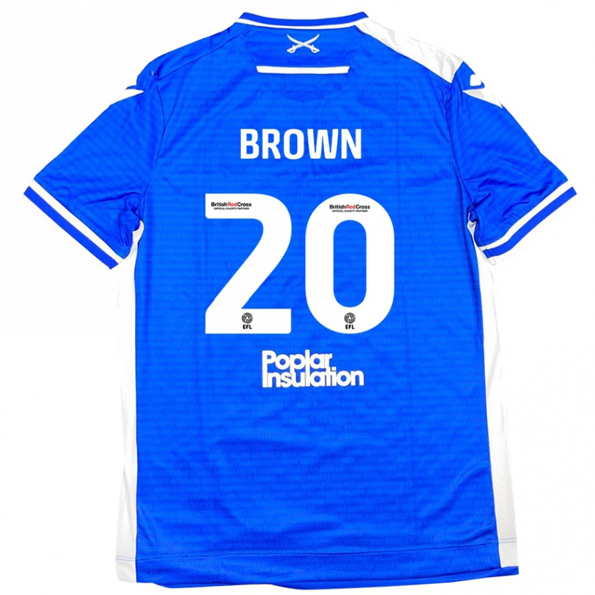 Kids Football Jevani Brown #20 Blue White Home Jersey 2024/25 T-Shirt