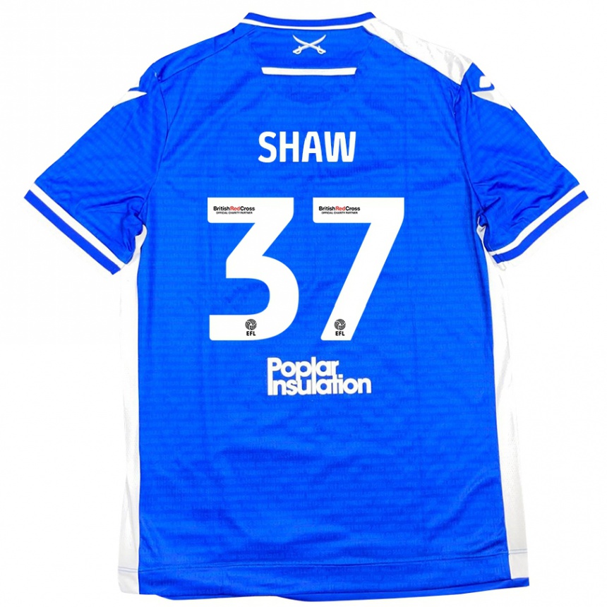 Kids Football Kofi Shaw #37 Blue White Home Jersey 2024/25 T-Shirt