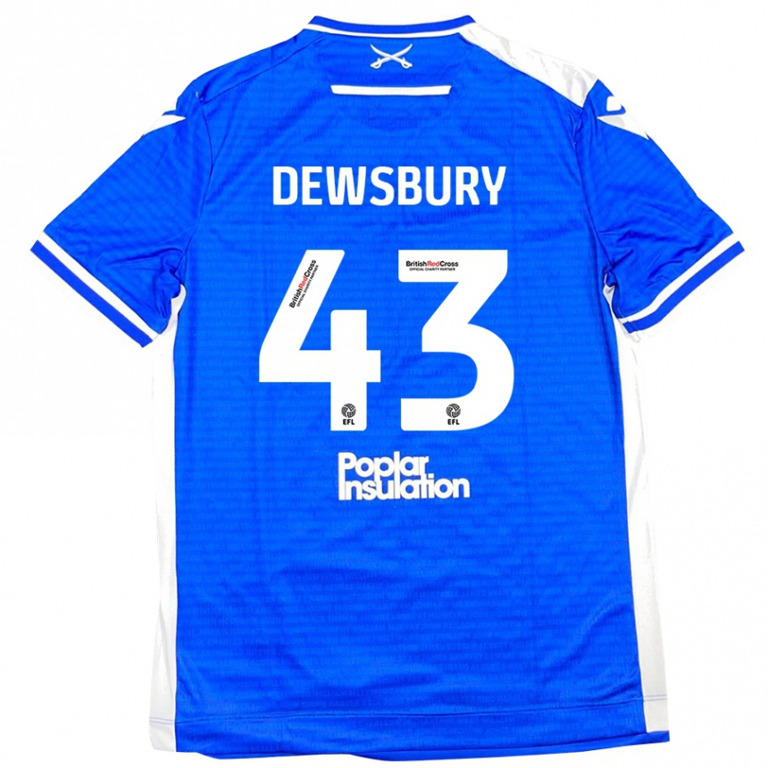 Kids Football Ollie Dewsbury #43 Blue White Home Jersey 2024/25 T-Shirt