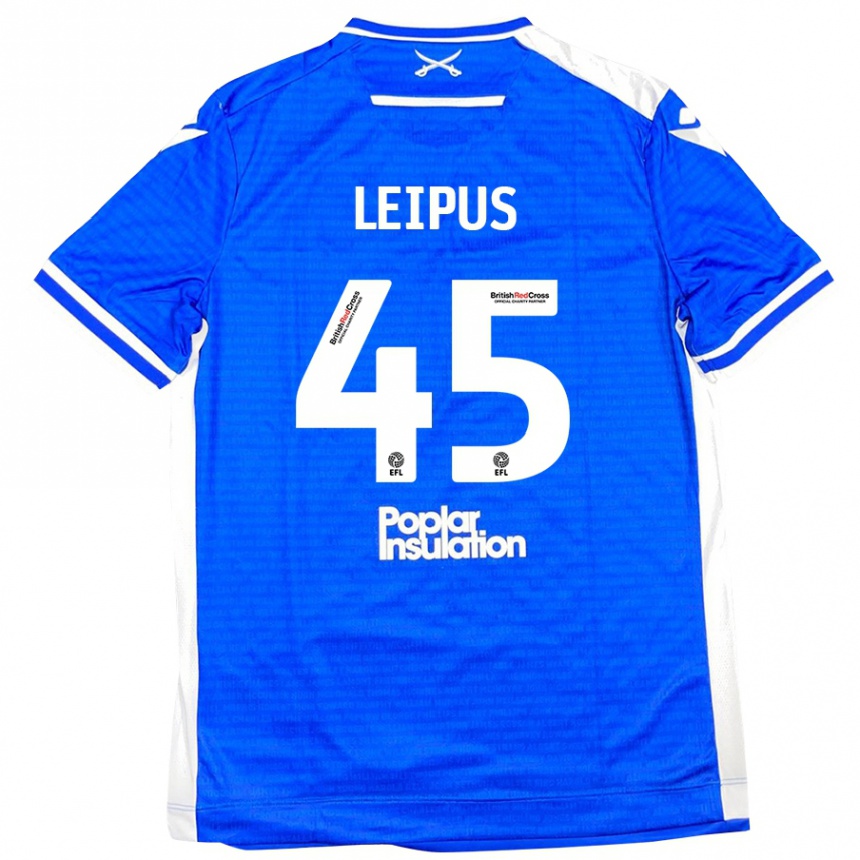 Kids Football Brooklyn Leipus #45 Blue White Home Jersey 2024/25 T-Shirt