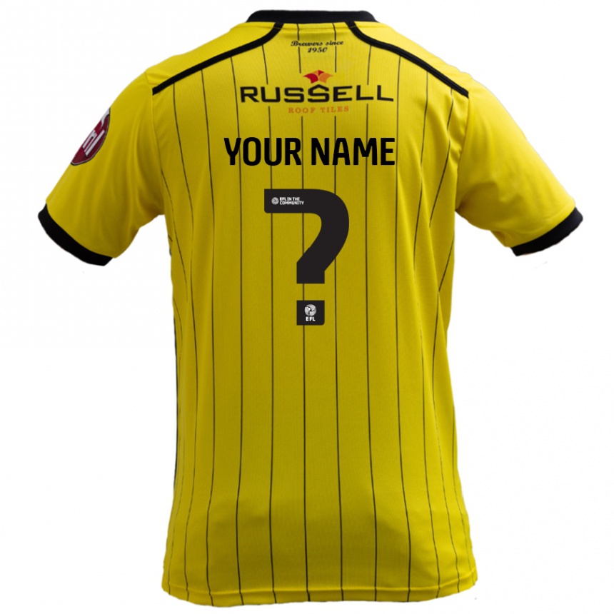 Kids Football Your Name #0 Yellow Home Jersey 2024/25 T-Shirt