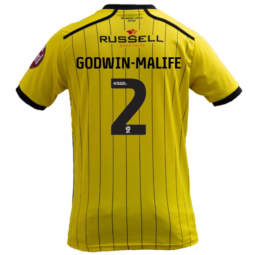 Kids Football Udoka Godwin-Malife #2 Yellow Home Jersey 2024/25 T-Shirt