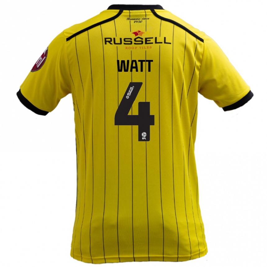 Kids Football Elliot Watt #4 Yellow Home Jersey 2024/25 T-Shirt