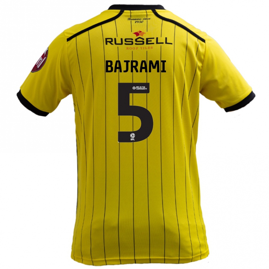 Kids Football Geraldo Bajrami #5 Yellow Home Jersey 2024/25 T-Shirt