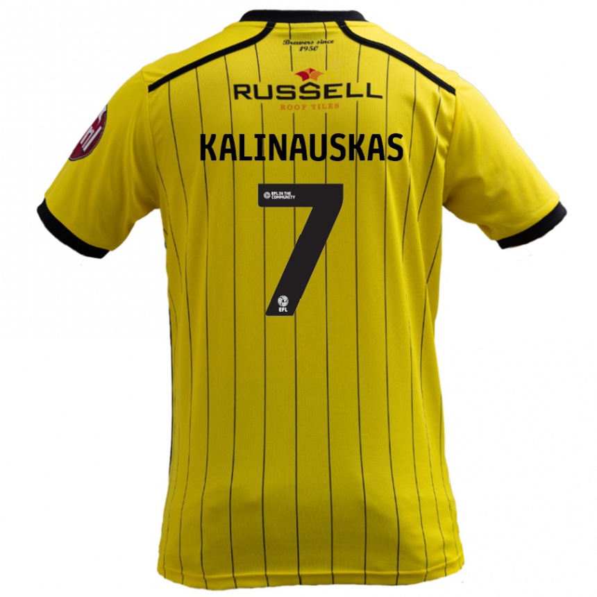 Kids Football Tomas Kalinauskas #7 Yellow Home Jersey 2024/25 T-Shirt