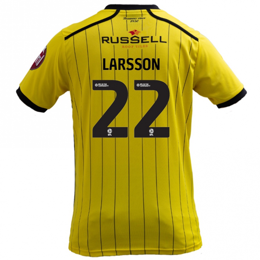 Kids Football Julian Larsson #22 Yellow Home Jersey 2024/25 T-Shirt