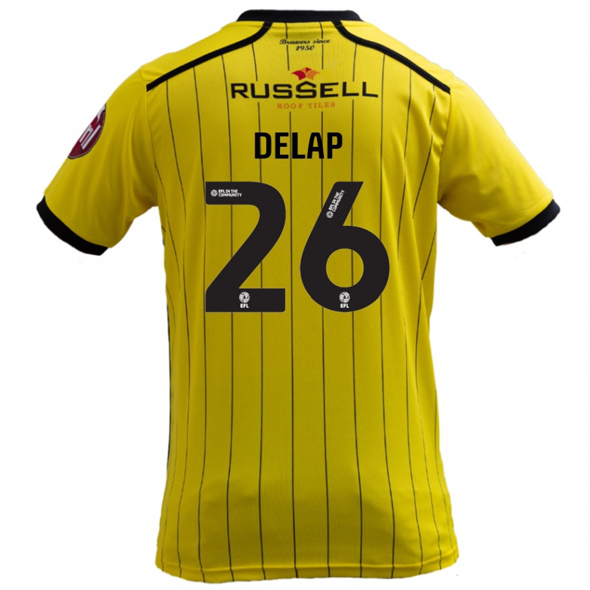 Kids Football Finn Delap #26 Yellow Home Jersey 2024/25 T-Shirt