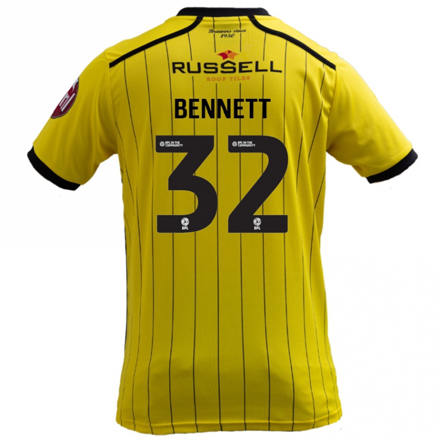 Kids Football Mason Bennett #32 Yellow Home Jersey 2024/25 T-Shirt