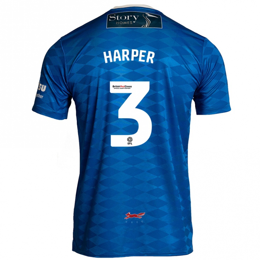 Kids Football Cameron Harper #3 Blue Home Jersey 2024/25 T-Shirt