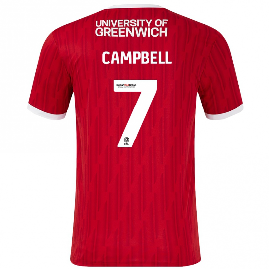 Kids Football Tyreece Campbell #7 Red White Home Jersey 2024/25 T-Shirt