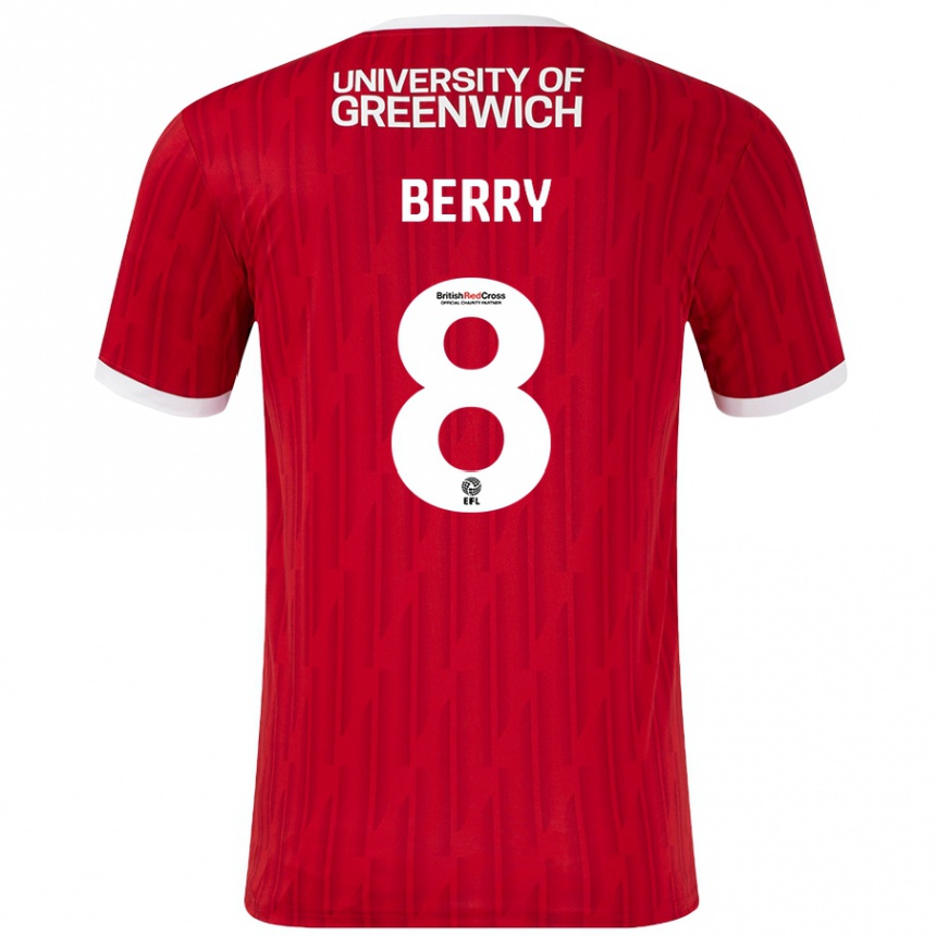 Kids Football Luke Berry #8 Red White Home Jersey 2024/25 T-Shirt