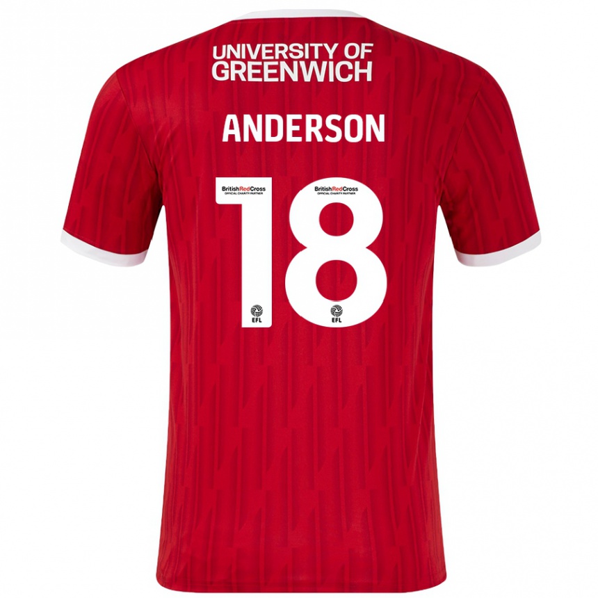 Kids Football Karoy Anderson #18 Red White Home Jersey 2024/25 T-Shirt