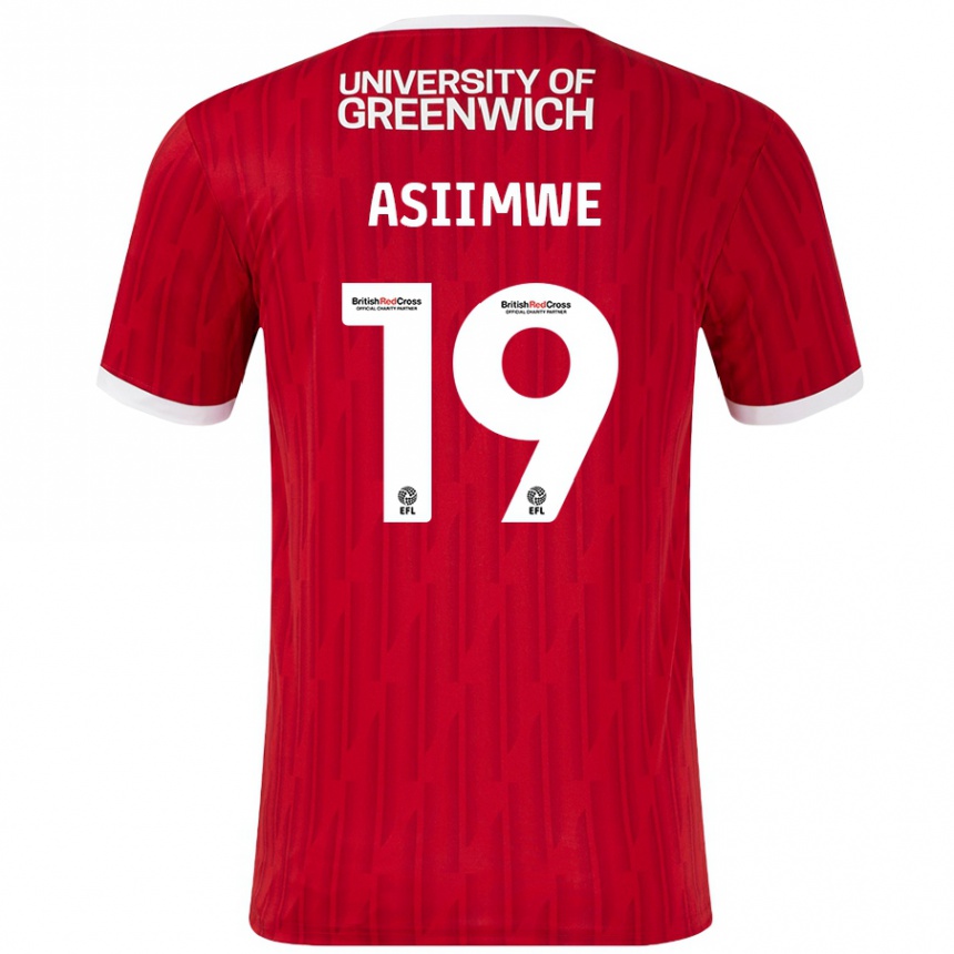 Kids Football Nathan Asiimwe #19 Red White Home Jersey 2024/25 T-Shirt