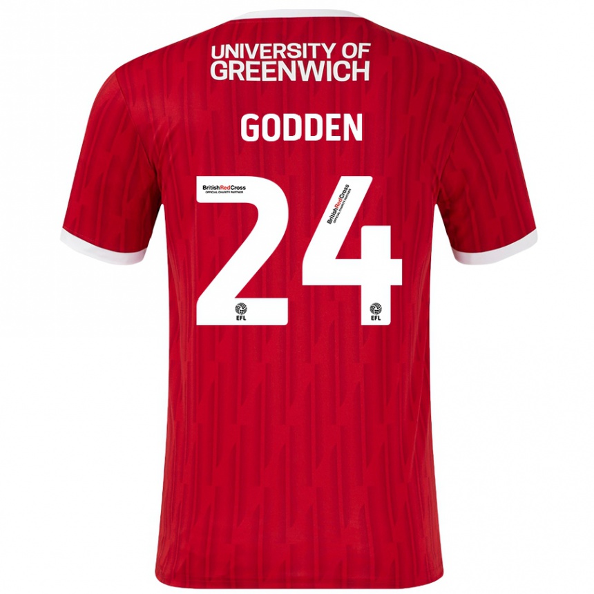 Kids Football Matt Godden #24 Red White Home Jersey 2024/25 T-Shirt