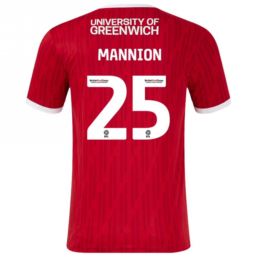 Kids Football Will Mannion #25 Red White Home Jersey 2024/25 T-Shirt