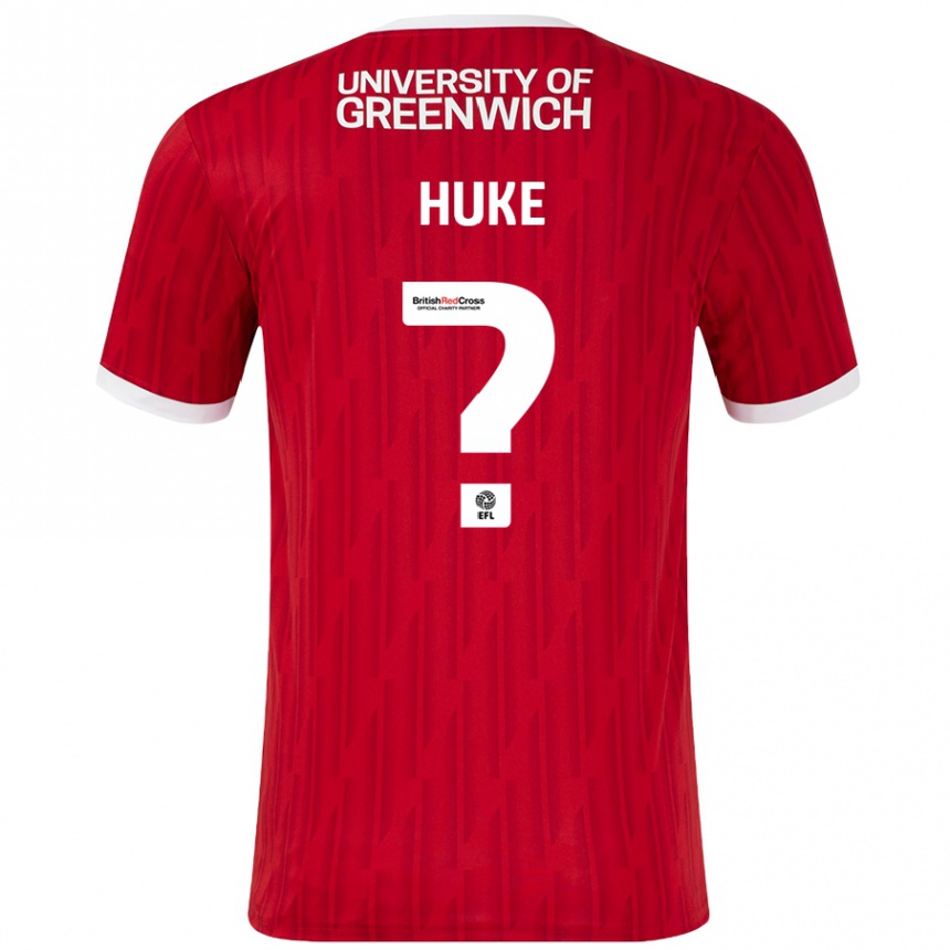 Kids Football Ryan Huke #0 Red White Home Jersey 2024/25 T-Shirt