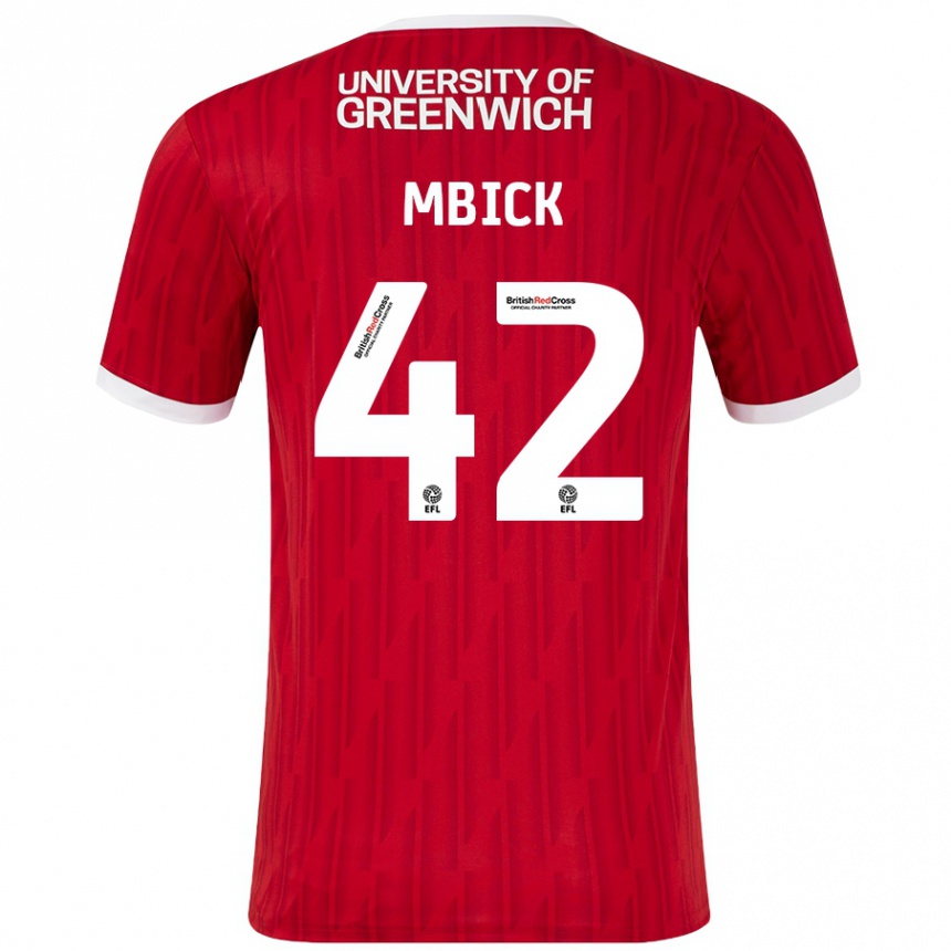 Kids Football Micah Mbick #42 Red White Home Jersey 2024/25 T-Shirt