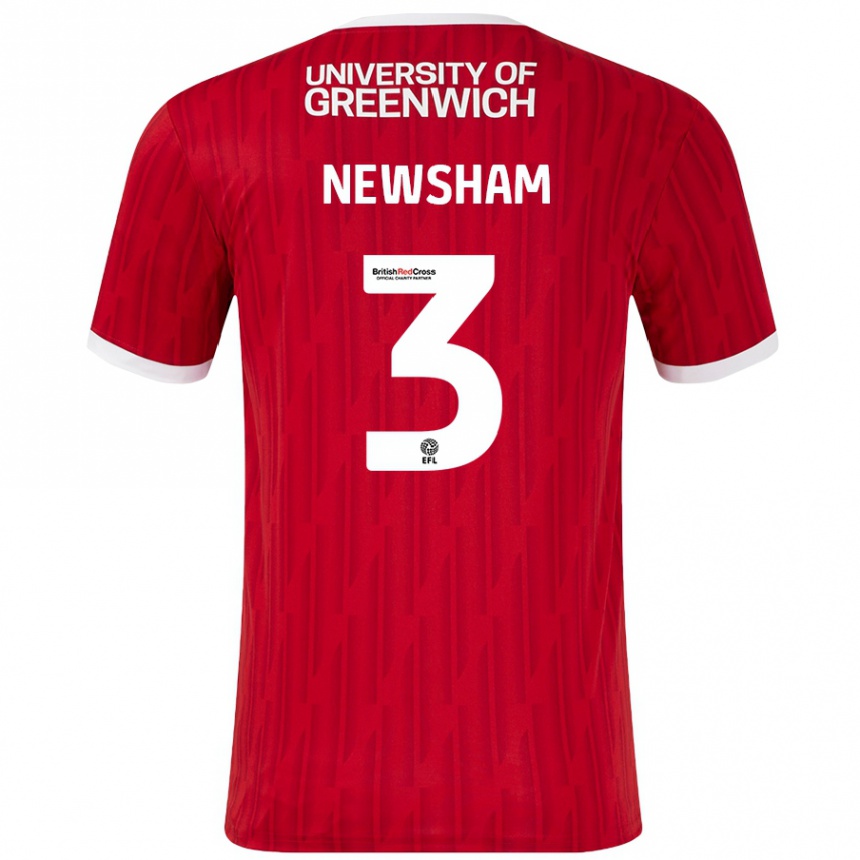 Kids Football Charlotte Newsham #3 Red White Home Jersey 2024/25 T-Shirt