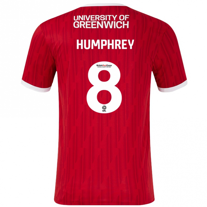 Kids Football Carla Humphrey #8 Red White Home Jersey 2024/25 T-Shirt