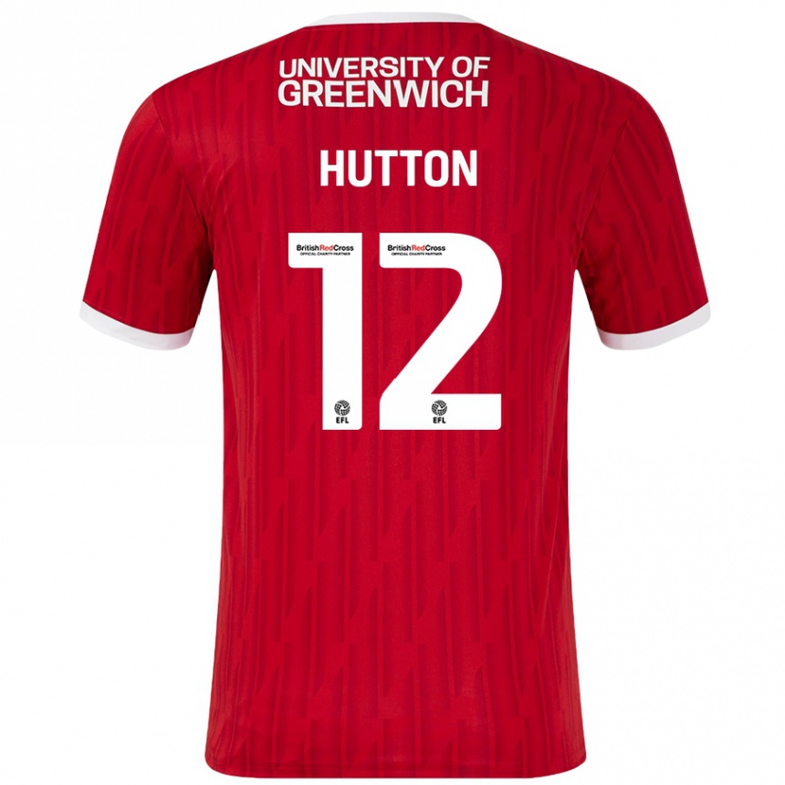 Kids Football Jodie Hutton #12 Red White Home Jersey 2024/25 T-Shirt