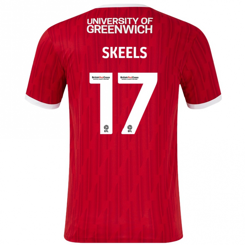 Kids Football Kiera Skeels #17 Red White Home Jersey 2024/25 T-Shirt