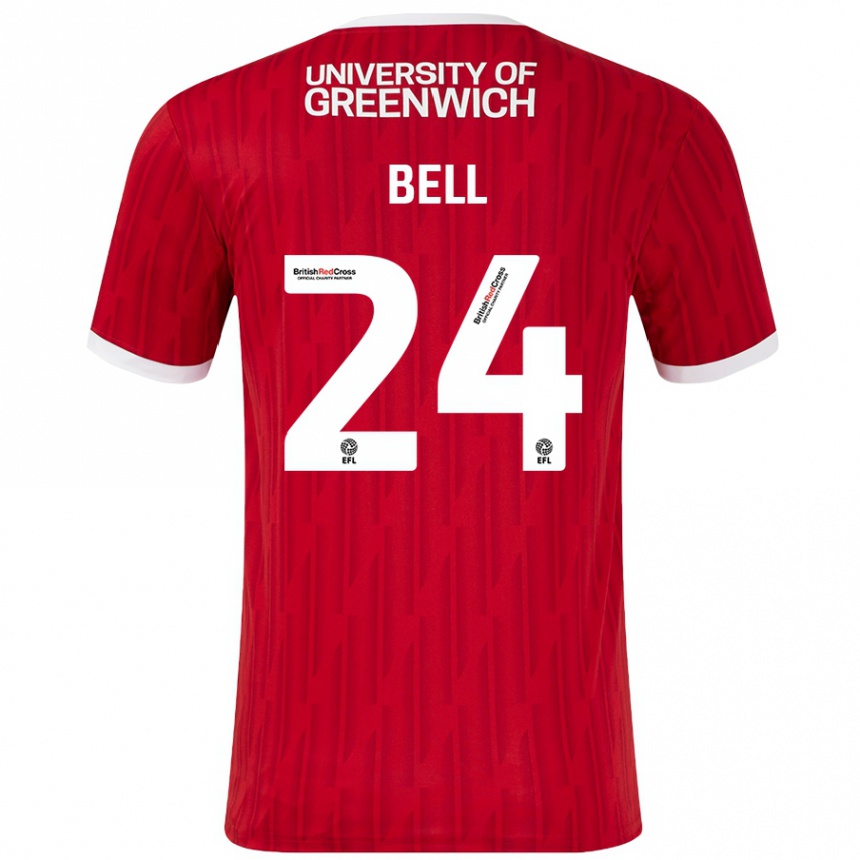 Kids Football Taylor Bell #24 Red White Home Jersey 2024/25 T-Shirt