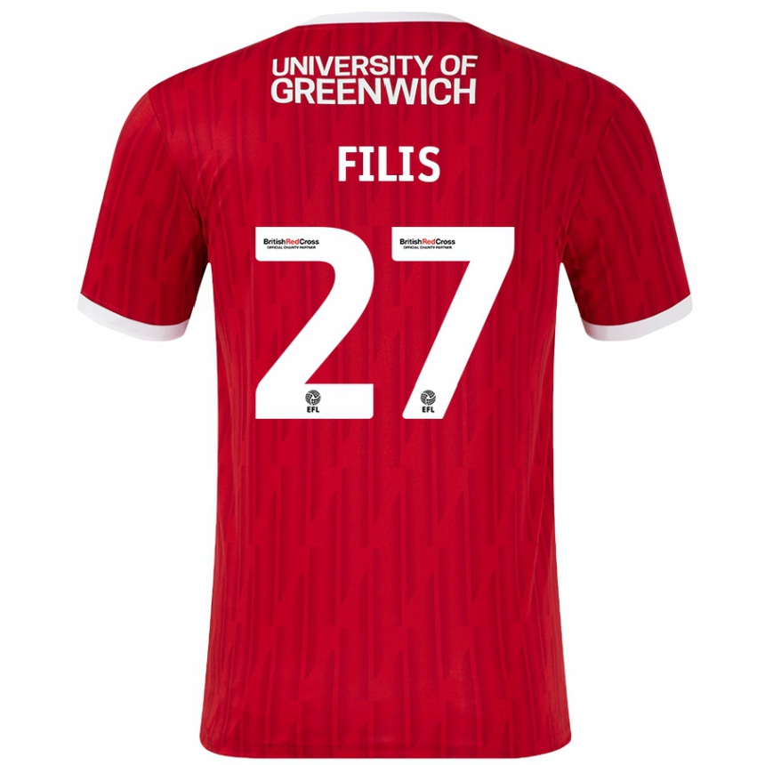 Kids Football Melisa Filis #27 Red White Home Jersey 2024/25 T-Shirt