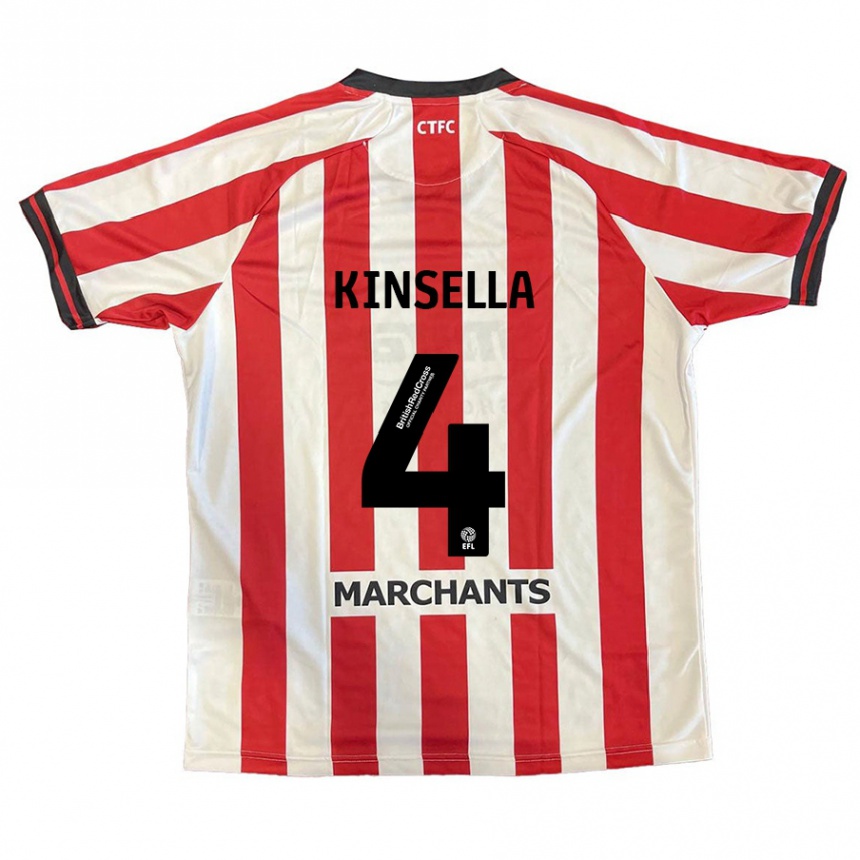 Kids Football Liam Kinsella #4 Red White Home Jersey 2024/25 T-Shirt