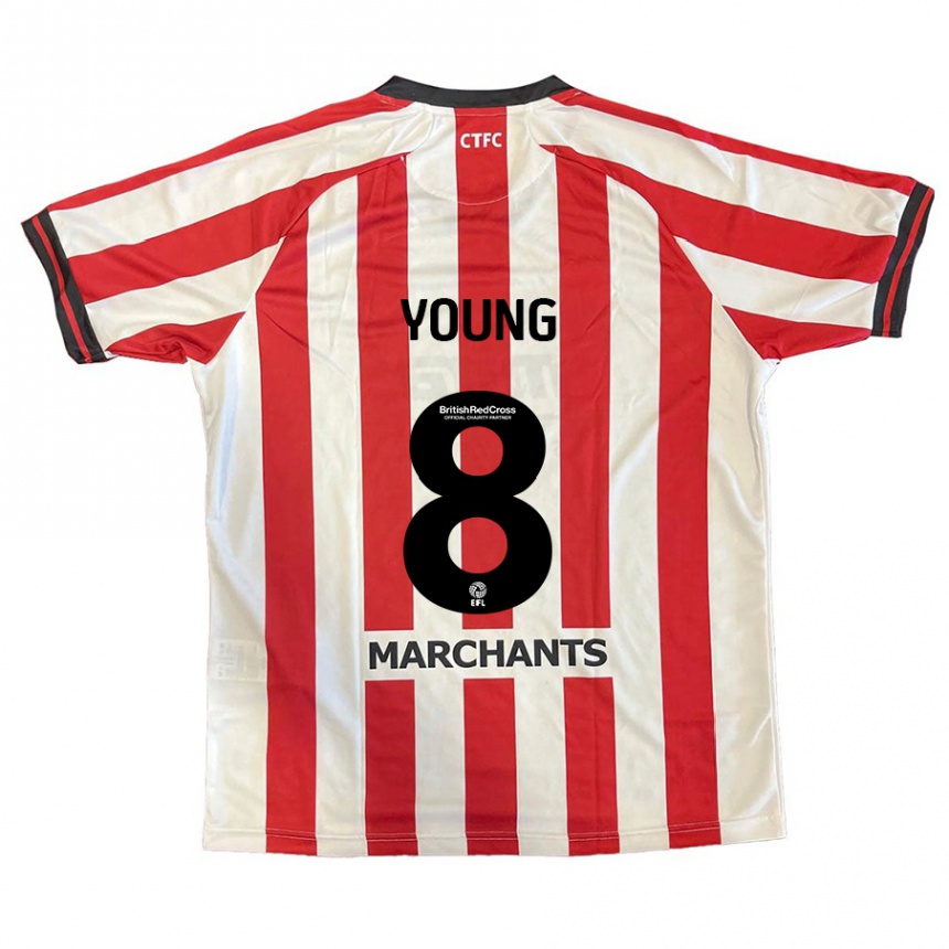 Kids Football Luke Young #8 Red White Home Jersey 2024/25 T-Shirt