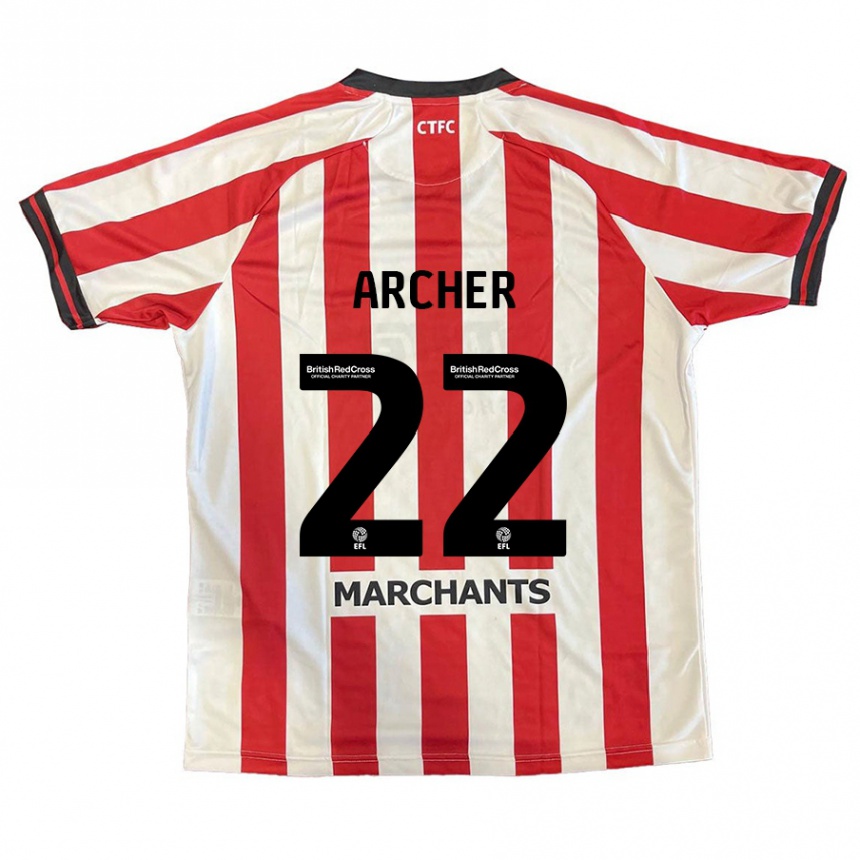 Kids Football Ethon Archer #22 Red White Home Jersey 2024/25 T-Shirt