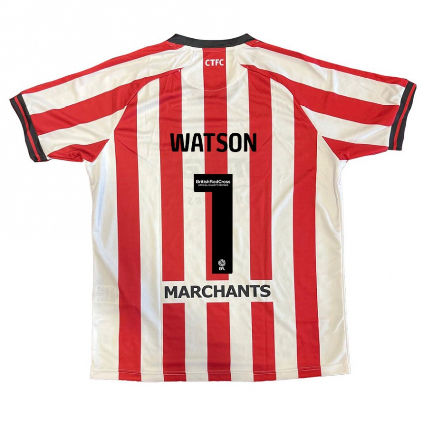 Kids Football Aimee Watson #1 Red White Home Jersey 2024/25 T-Shirt